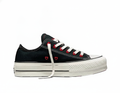 Zapatillas de Lona Plataforma Mujer Negro/Rojo - Detalles Románticos