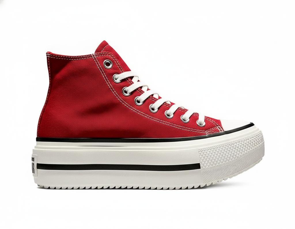 Zapatillas de Lona con Plataforma Altas Mujer Rojo