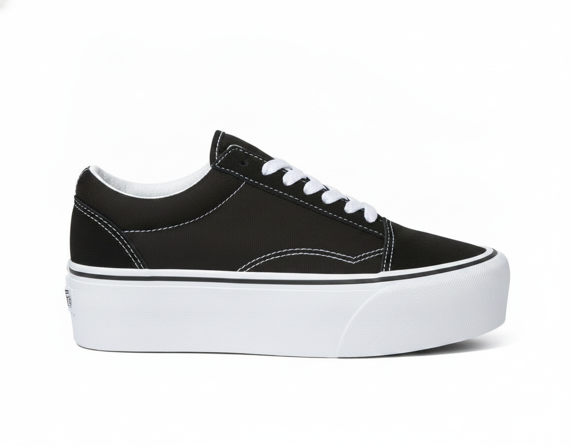 Zapatilla Urbana con Plataforma Mujer Negra